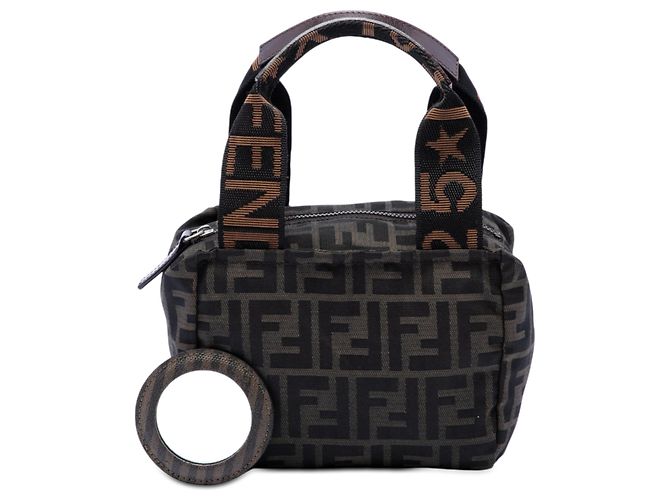 Borsa a mano Fendi Mini Zucca Canvas Marrone Castaño - vista 7