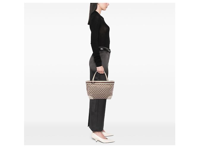 Gucci Mayfair Tote aus beigem GG Canvas mit Web-Streifen - Ansicht 6