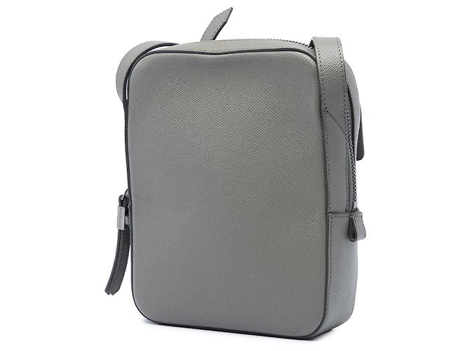 Burberry Gray Small Grained Calfskin Shaldon Crossbody Marrone - vista 2