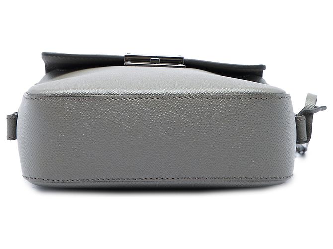 Burberry Gray Small Grained Calfskin Shaldon Crossbody Marrone - vista 3