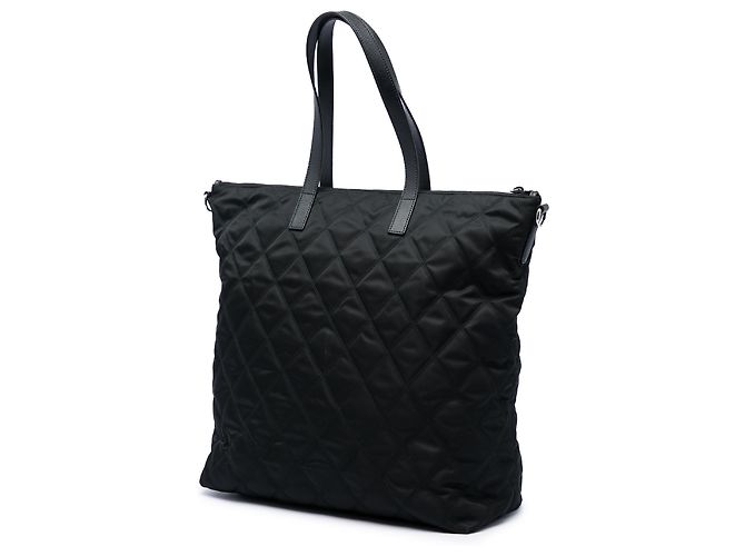 Borsa Satchel Prada in Tessuto Impuntu Nero - vista 2