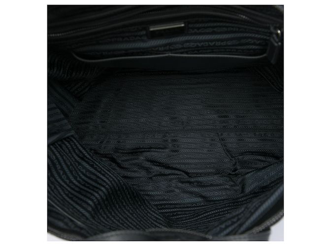 Borsa Satchel Prada in Tessuto Impuntu Nero - vista 4