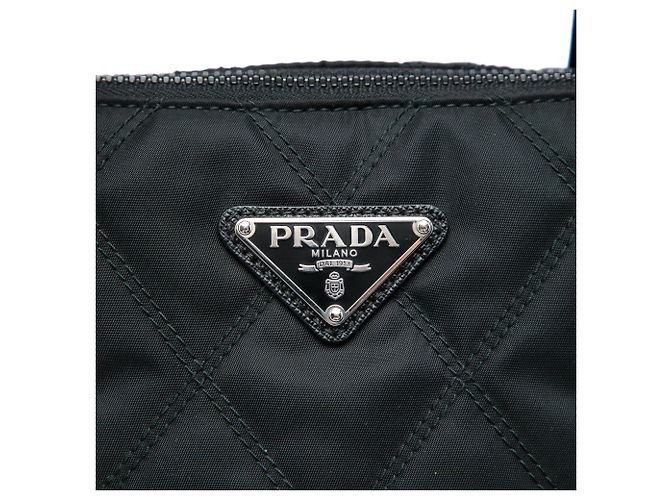 Borsa Satchel Prada in Tessuto Impuntu Nero - vista 5