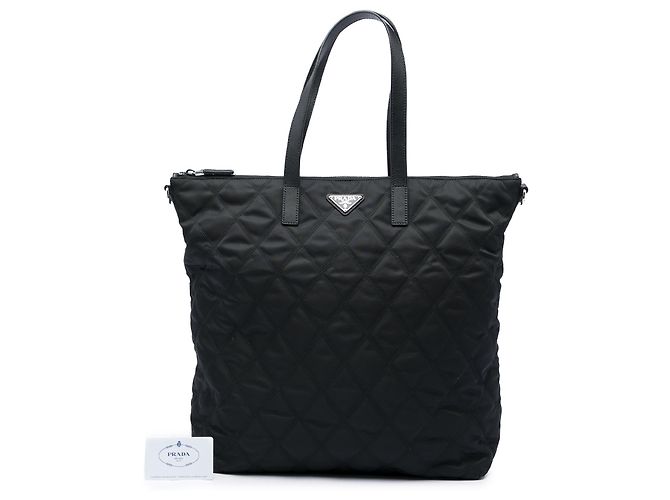 Borsa Satchel Prada in Tessuto Impuntu Nero - vista 7