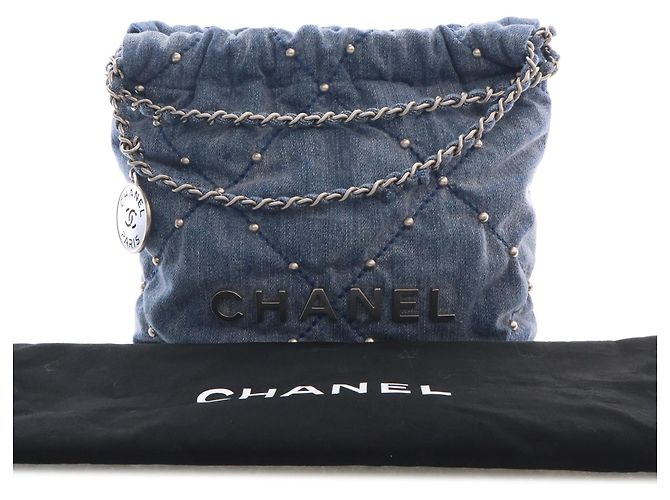 Borsa Chanel Blue Mini Denim Studded 22 - vista 15