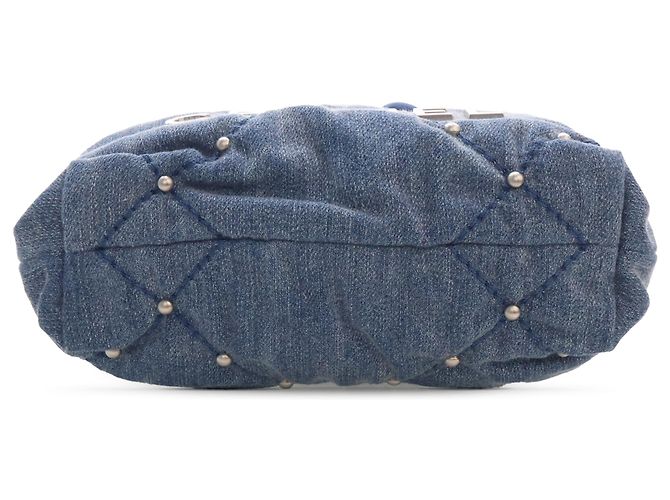Borsa Chanel Blue Mini Denim Studded 22 - vista 3