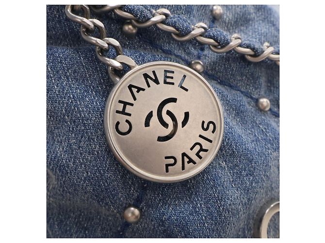 Borsa Chanel Blue Mini Denim Studded 22 - vista 4