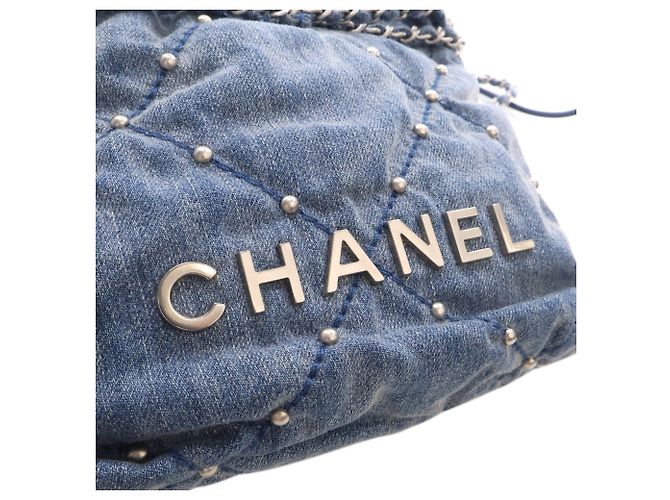 Borsa Chanel Blue Mini Denim Studded 22 - vista 6