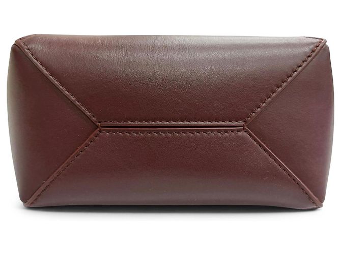 LOEWE Mini Tote Puzzle Fold in vitello lucido rosso Bordò - vista 3