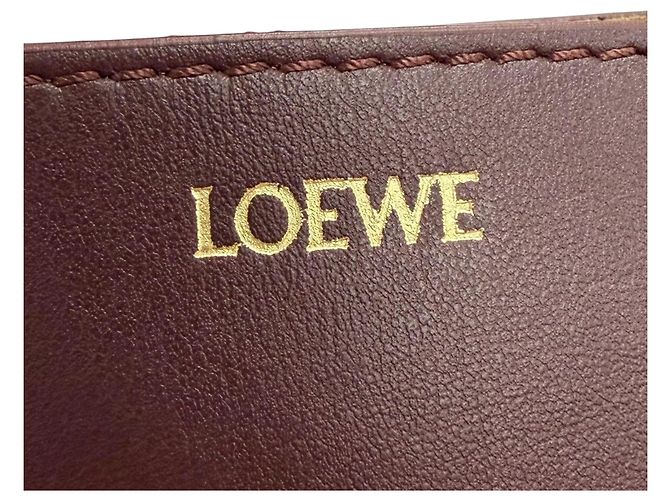 LOEWE Mini Tote Puzzle Fold in vitello lucido rosso Bordò - vista 5