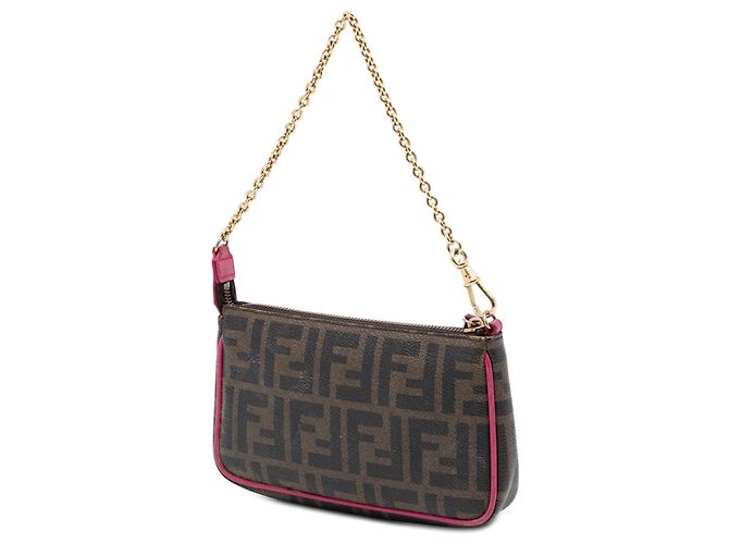 Pochette Fendi Brown Zucca Spalmati con catena Marrone - vista 2