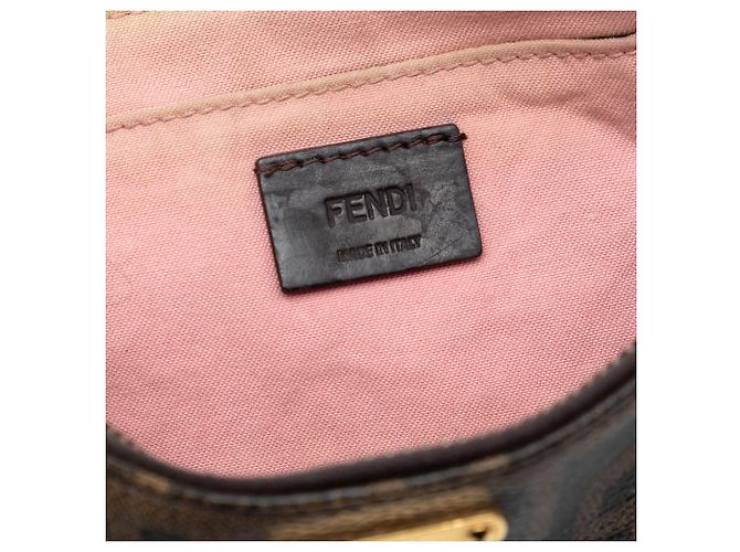 Pochette Fendi Brown Zucca Spalmati con catena Marrone - vista 5