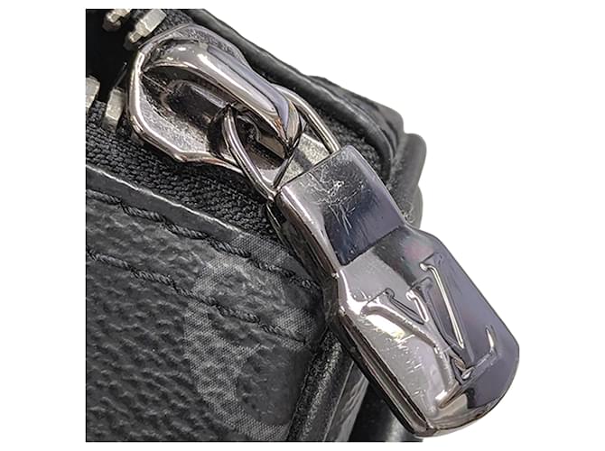 Louis Vuitton Black Monogram Eclipse Reverse Keepall Bandouliere 25 Nero - vista 11