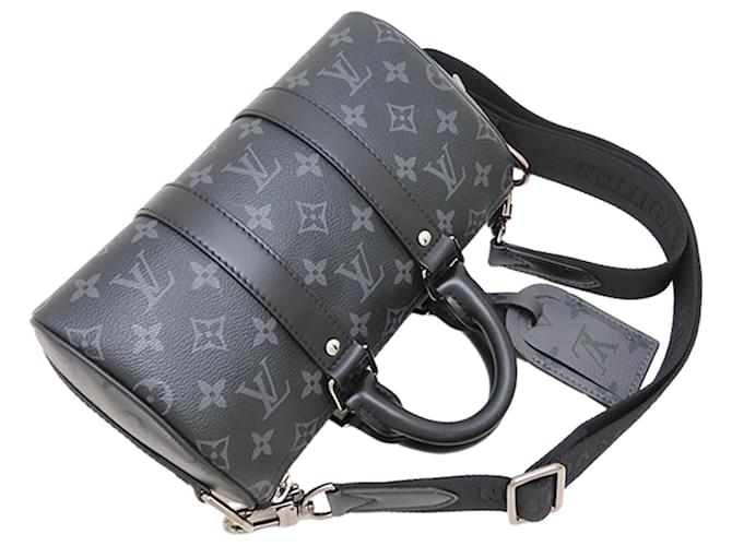 Louis Vuitton Black Monogram Eclipse Reverse Keepall Bandouliere 25 Nero - vista 2