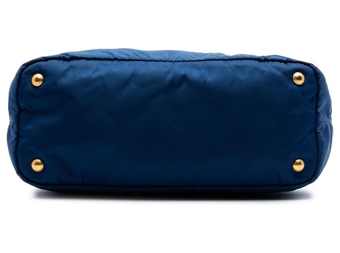 Borsa Tote Convertibile Prada in Tessuto Blu con Chiusura a Zip - vista 3