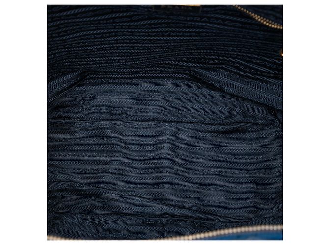Borsa Tote Convertibile Prada in Tessuto Blu con Chiusura a Zip - vista 4