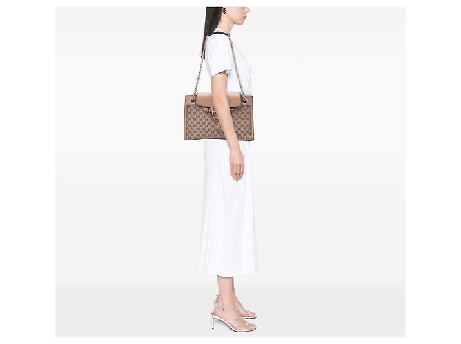 Borsa a tracolla Gucci Emily Large in tela GG beige - vista 6