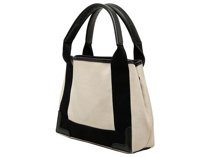 Balenciaga Borsa Cabas Satchel XS in tela marrone e blu navy Beige - vista 2