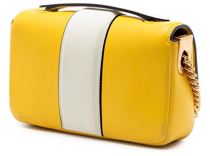 Borsa a spalla Fendi Yellow Mini Bicolor Nappa Apolo Chain Baguette Giallo - vista 2
