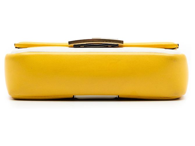 Borsa a spalla Fendi Yellow Mini Bicolor Nappa Apolo Chain Baguette Giallo - vista 3