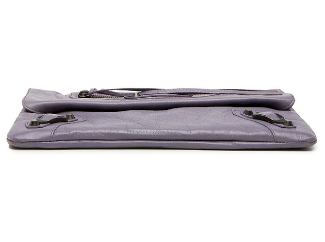Clutch a Busta Classica Motocross Balenciaga in pelle di agnello viola - vista 3