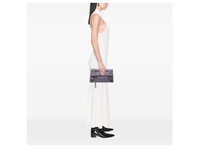 Clutch a Busta Classica Motocross Balenciaga in pelle di agnello viola - vista 6