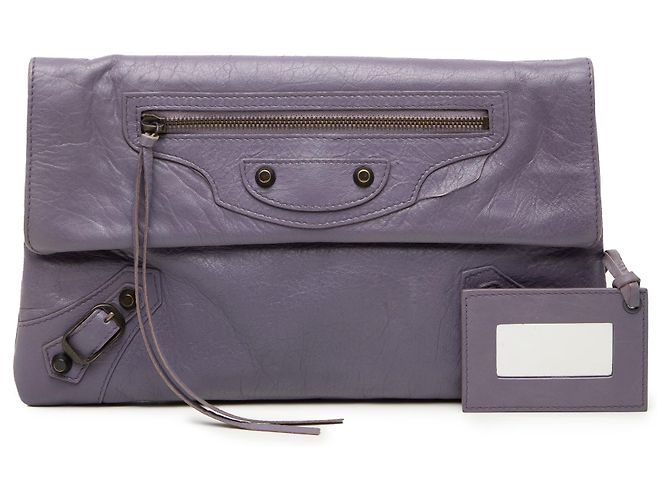 Clutch a Busta Classica Motocross Balenciaga in pelle di agnello viola - vista 7