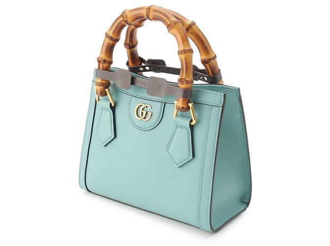 Borsa Gucci Blue Mini Calfskin Bamboo Diana Satchel Blu chiaro - vista 2