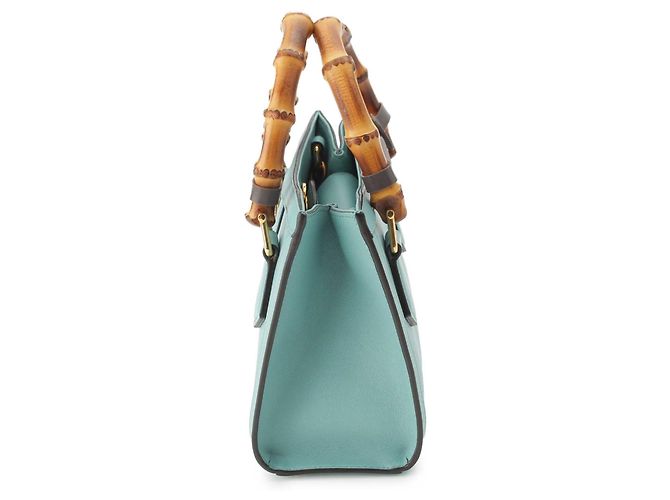 Borsa Gucci Blue Mini Calfskin Bamboo Diana Satchel Blu chiaro - vista 3