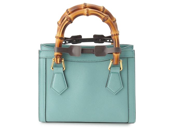 Borsa Gucci Blue Mini Calfskin Bamboo Diana Satchel Blu chiaro - vista 4