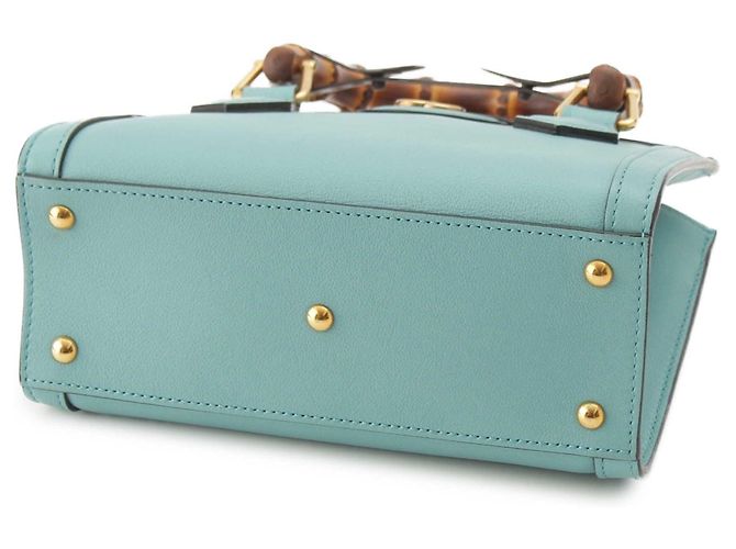 Borsa Gucci Blue Mini Calfskin Bamboo Diana Satchel Blu chiaro - vista 5