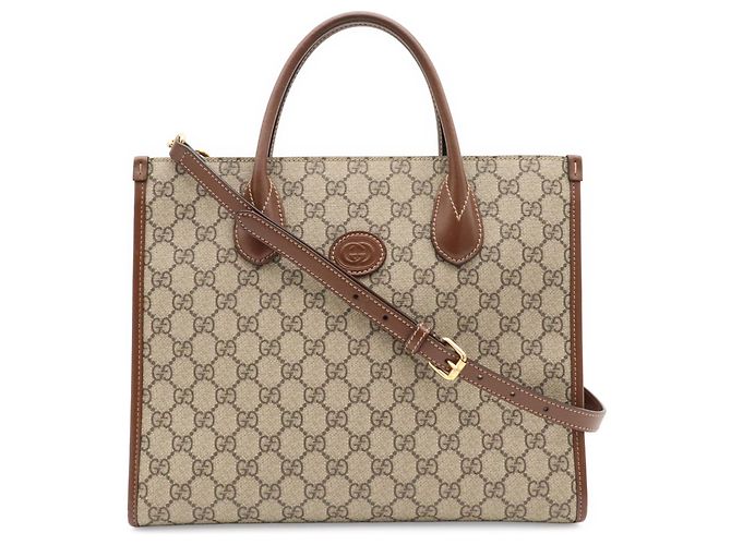 Borsa Tote Gucci GG Small Marrone Crudo - vista 2