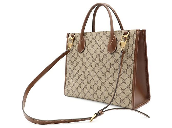 Borsa Tote Gucci GG Small Marrone Crudo - vista 3