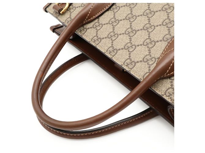 Borsa Tote Gucci GG Small Marrone Crudo - vista 5