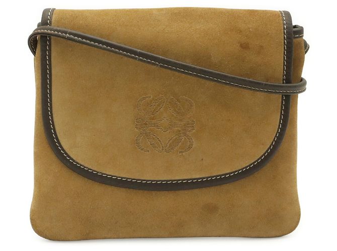 Borsa a tracolla Pochette in camoscio Loewe Cachi Marrone scuro - vista 2