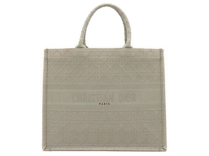 Christian Dior Book Tote aus grauem Canvas Braun - Ansicht 2