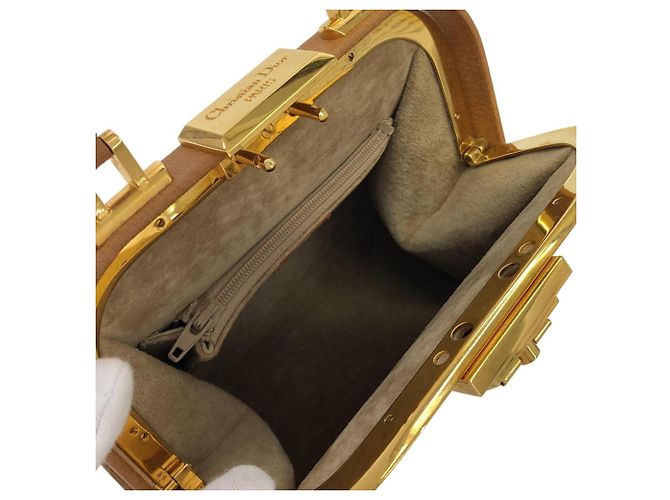 Borsa a mano in pelle marrone Christian Dior - vista 8