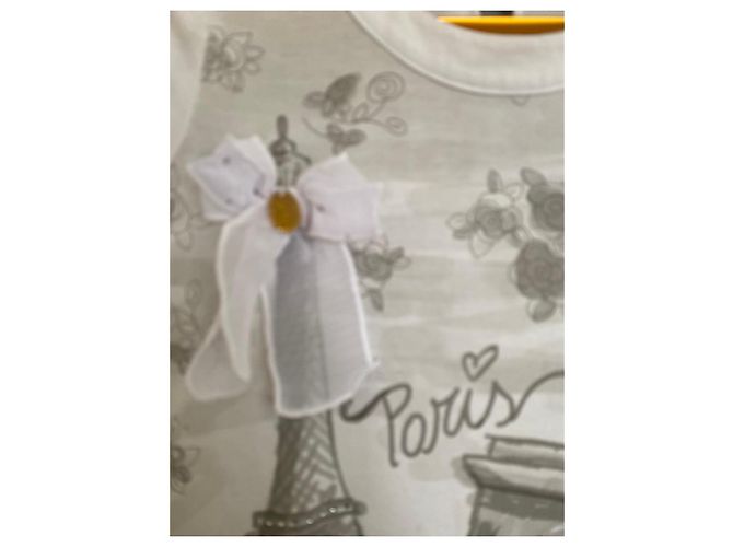 Monnalisa Kleid mit Paris-Print 10 a Weiß - Ansicht 12