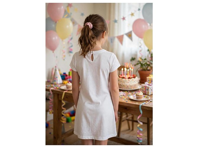 Monnalisa Kleid mit Paris-Print 10 a Weiß - Ansicht 3