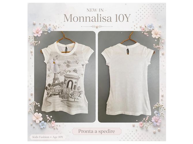 Monnalisa Kleid mit Paris-Print 10 a Weiß - Ansicht 4