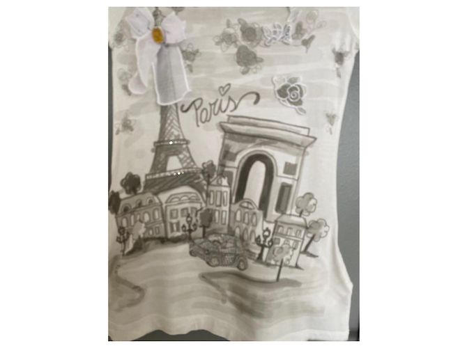 Monnalisa Kleid mit Paris-Print 10 a Weiß - Ansicht 6