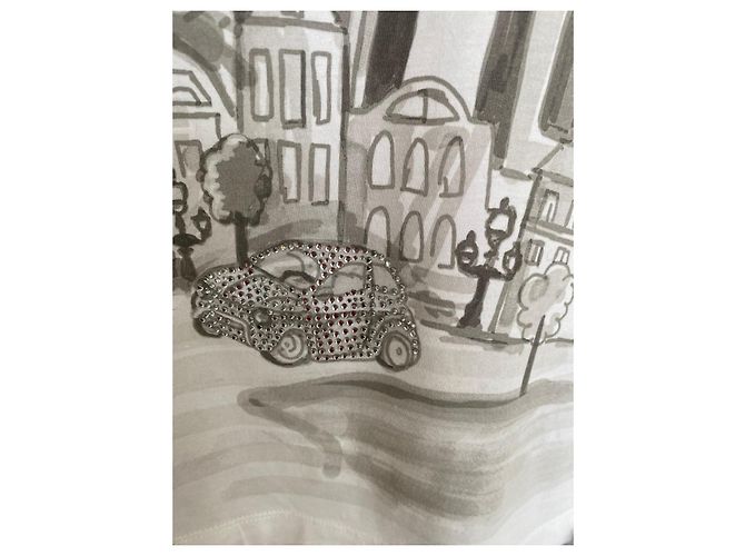 Monnalisa Kleid mit Paris-Print 10 a Weiß - Ansicht 8