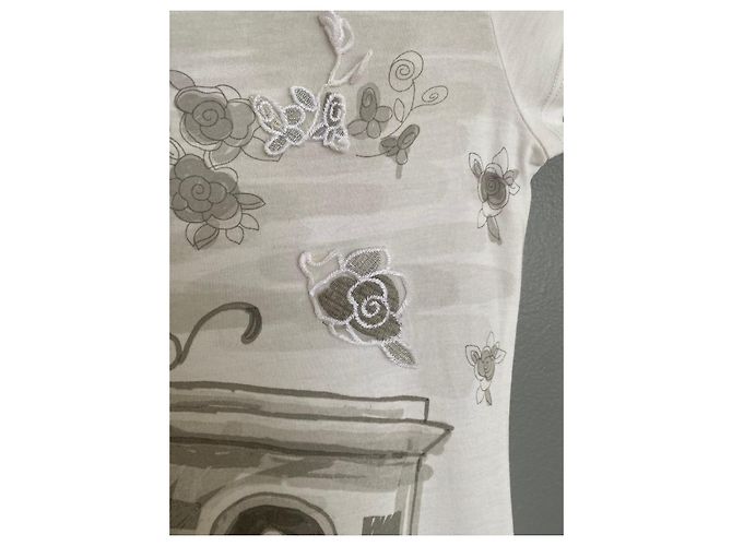 Monnalisa Kleid mit Paris-Print 10 a Weiß - Ansicht 9