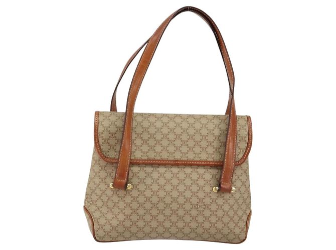 Céline Celine Vintage Macadam Canvas and Leather Beige - vista 2