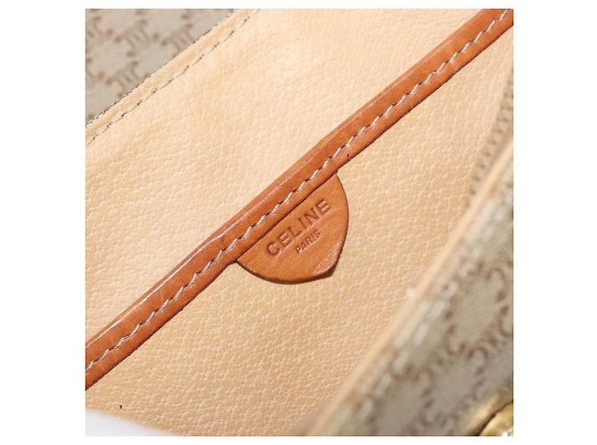 Céline Celine Vintage Macadam Canvas and Leather Beige - vista 6