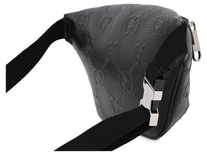 Borsa a tracolla in pelle goffrata GG di Gucci Nero - vista 3