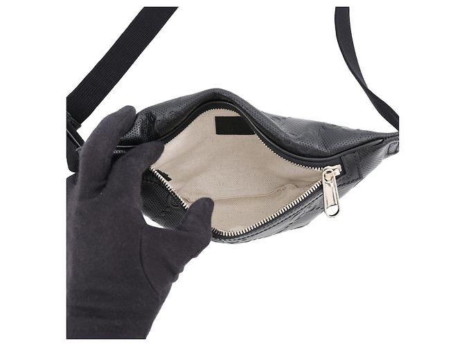 Borsa a tracolla in pelle goffrata GG di Gucci Nero - vista 6