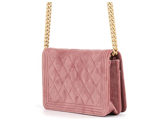 Chanel Boy Samt-Chain-Wallet Pink - Ansicht 2