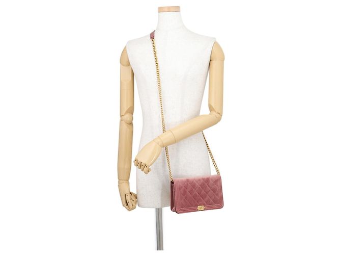 Chanel Boy Samt-Chain-Wallet Pink - Ansicht 4