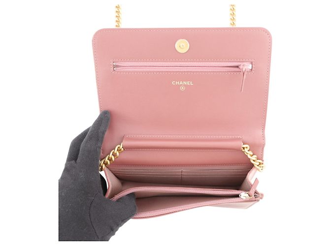 Chanel Boy Samt-Chain-Wallet Pink - Ansicht 6